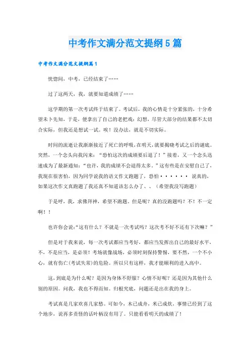 中考作文满分范文提纲5篇