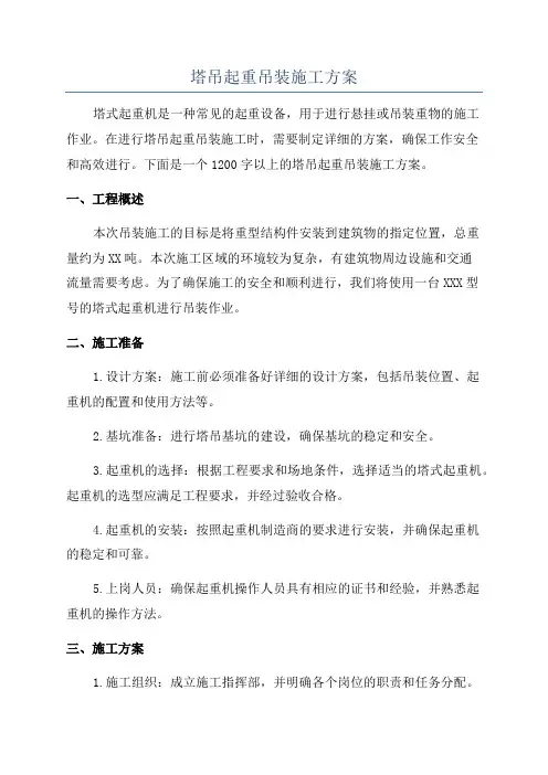 塔吊起重吊装施工方案