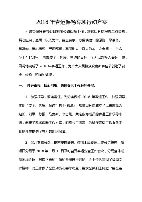 2018年春运保畅专项行动总结