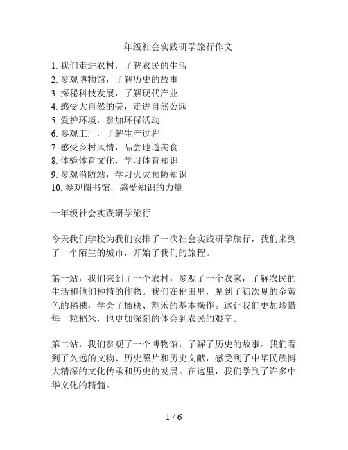一年级社会实践研学旅行作文