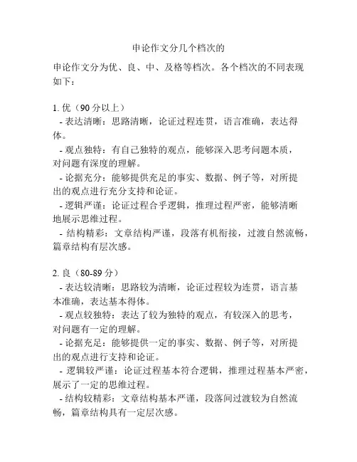 申论作文分几个档次的