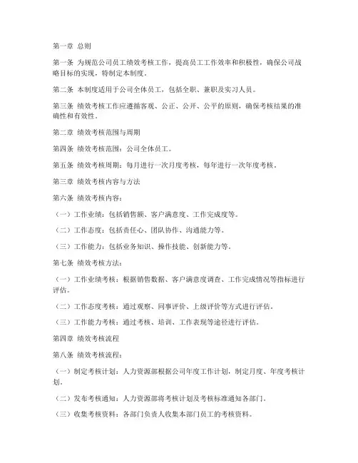 奶茶公司绩效管理制度范本