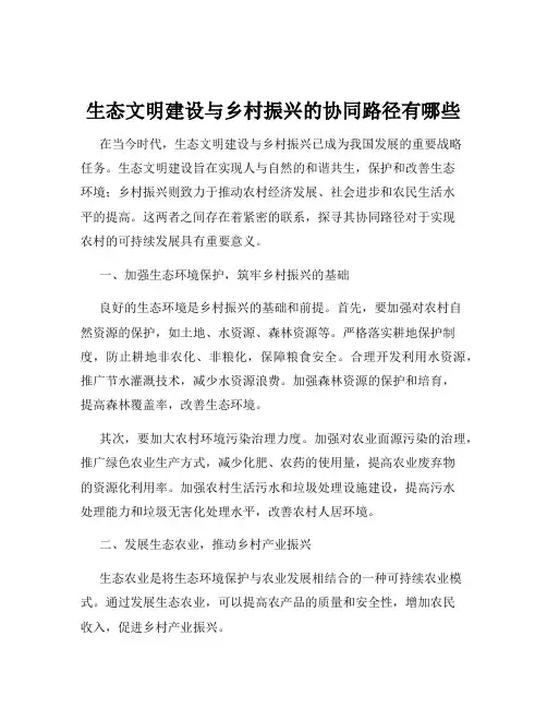 生态文明建设与乡村振兴的协同路径有哪些