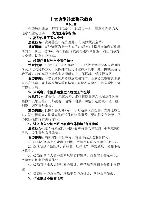 十大典型违章警示教育