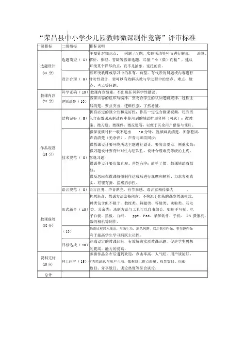 (完整word版)荣昌区微课大赛评分标准