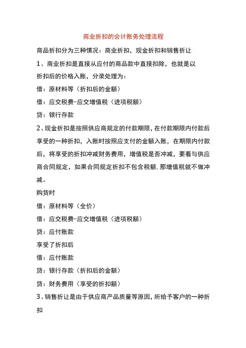 商业折扣的会计账务处理流程