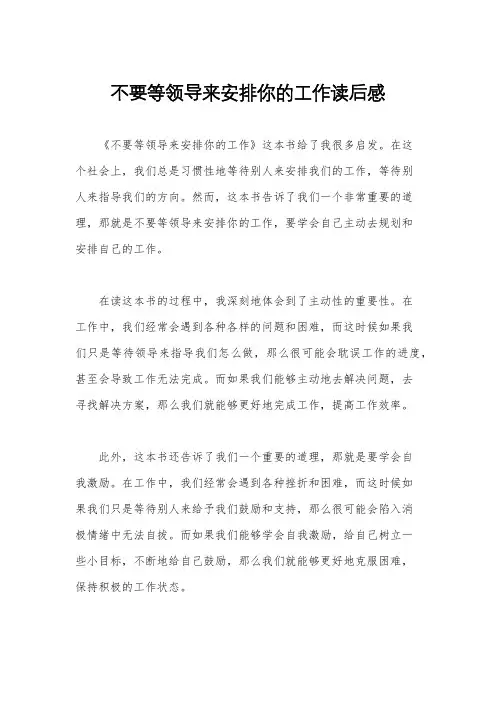 不要等领导来安排你的工作读后感