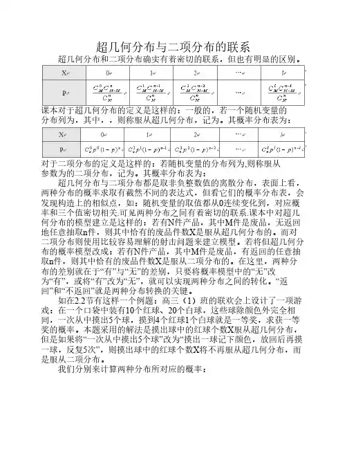 超几何分布与二项分布的联系