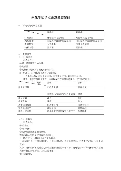 电化学知识点击及解题策略2
