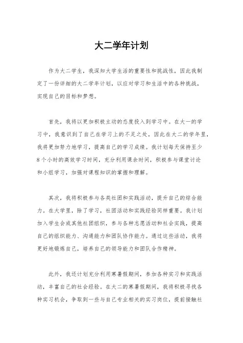 大二学年计划