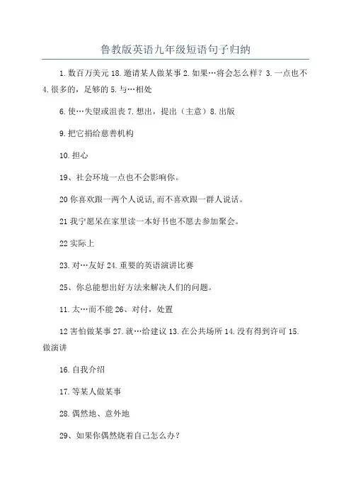 鲁教版英语九年级短语句子归纳