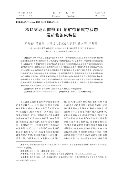 松辽盆地西南部DL铀矿带铀赋存状态及矿物组成特征