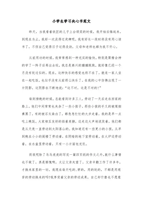 小学生学习决心书范文（三篇）