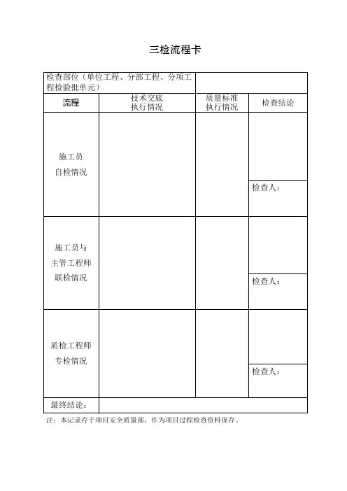 三检制记录样表
