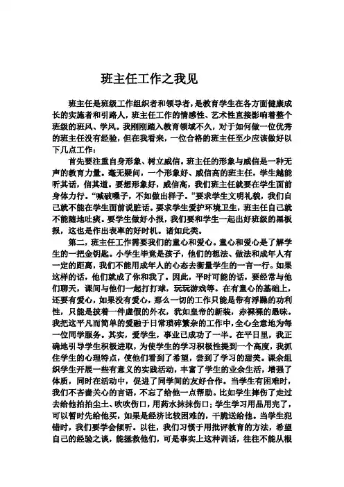 班主任工作之我见(论文)
