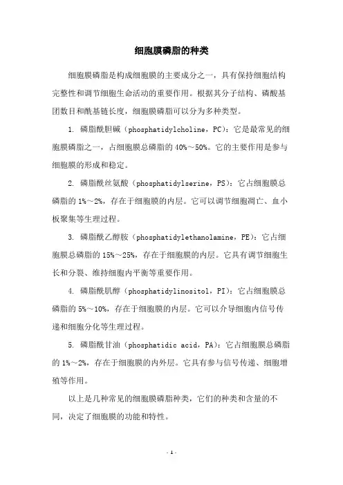 细胞膜磷脂的种类