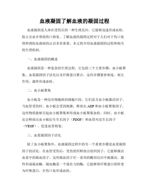血液凝固了解血液的凝固过程