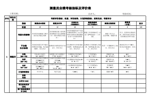 测量员评价标准和指标分析