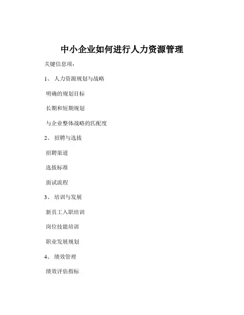 中小企业如何进行人力资源管理
