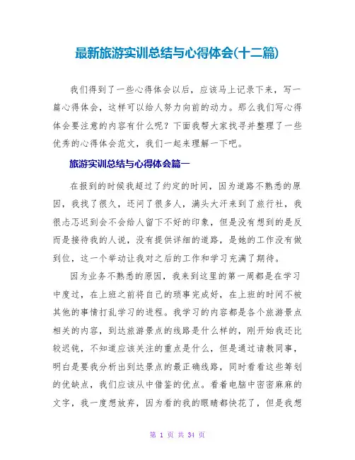 最新旅游实训总结与心得体会(十二篇)
