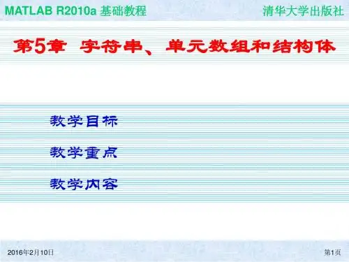 MATLAB R2010a 基础教程_05字符串、单元数组和结构体