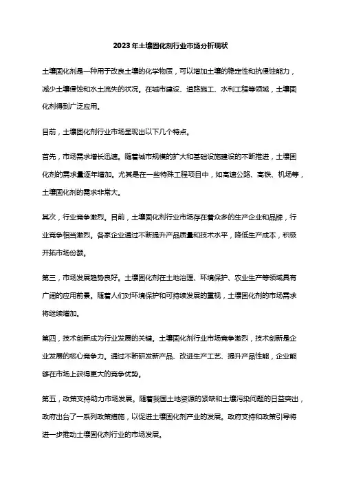 2023年土壤固化剂行业市场分析现状
