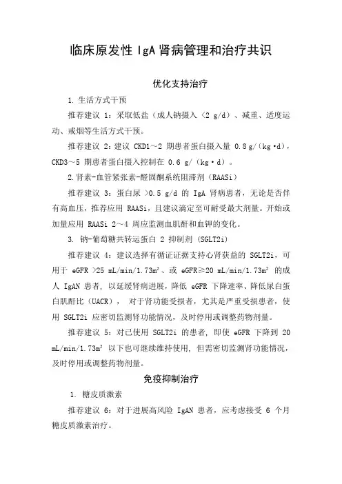 临床原发性IgA肾病管理和治疗共识