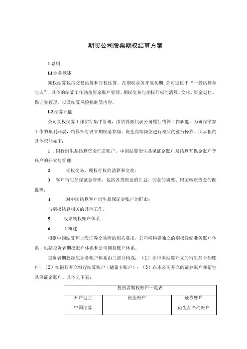 期货公司股票期权结算方案
