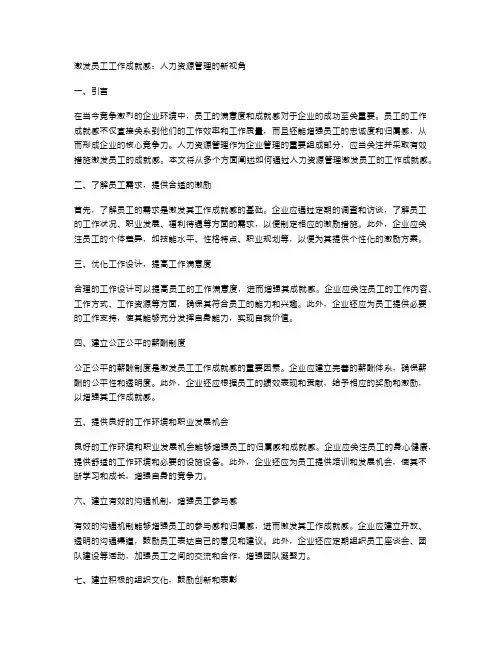 人力资源管理中的员工工作成就感激发