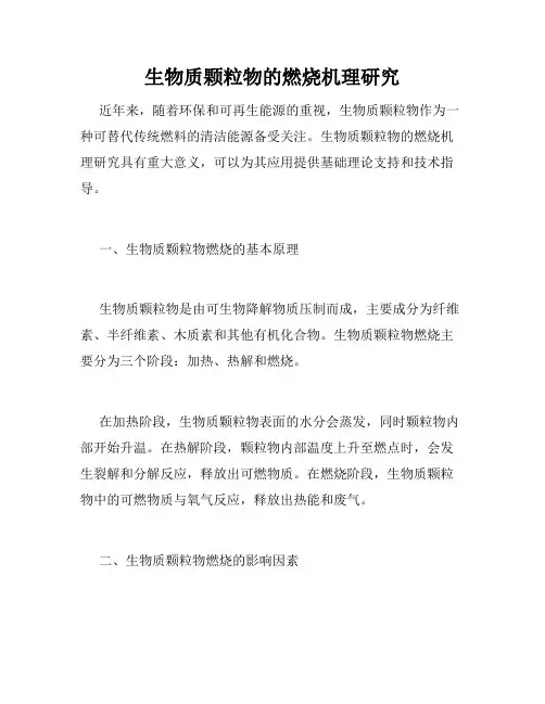 生物质颗粒物的燃烧机理研究