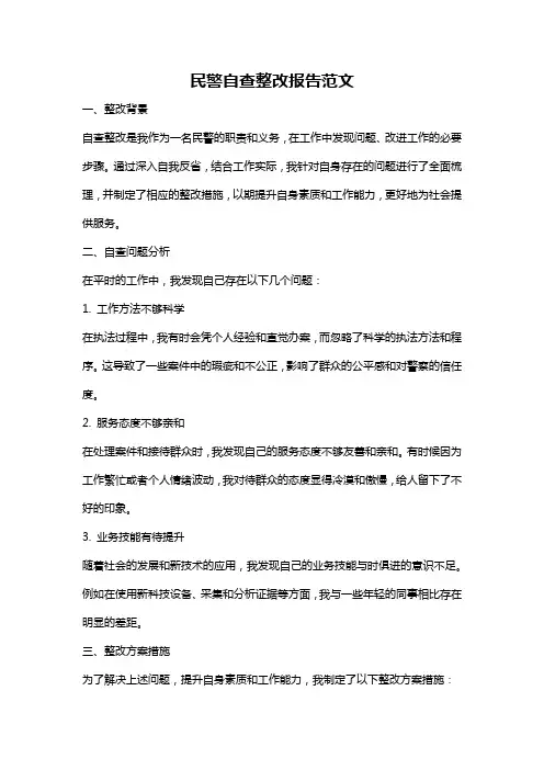 民警自查整改报告范文