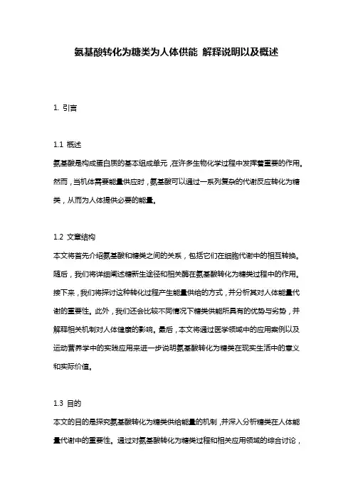 氨基酸转化为糖类为人体供能_解释说明以及概述