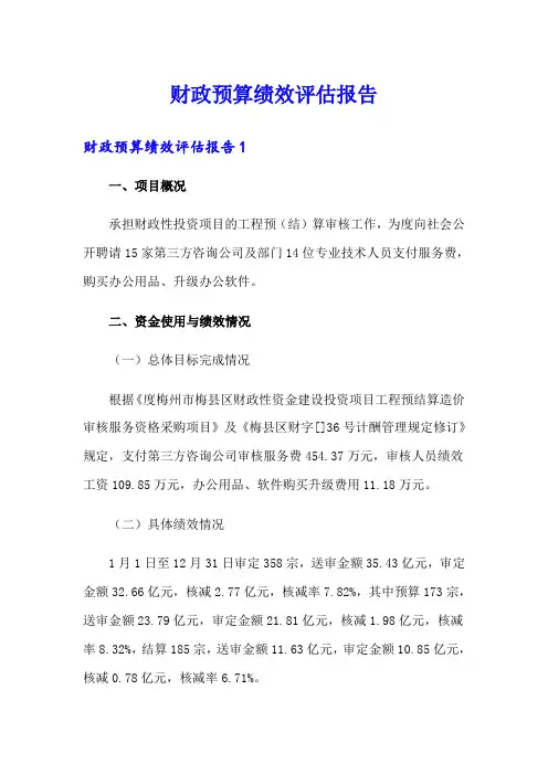 财政预算绩效评估报告