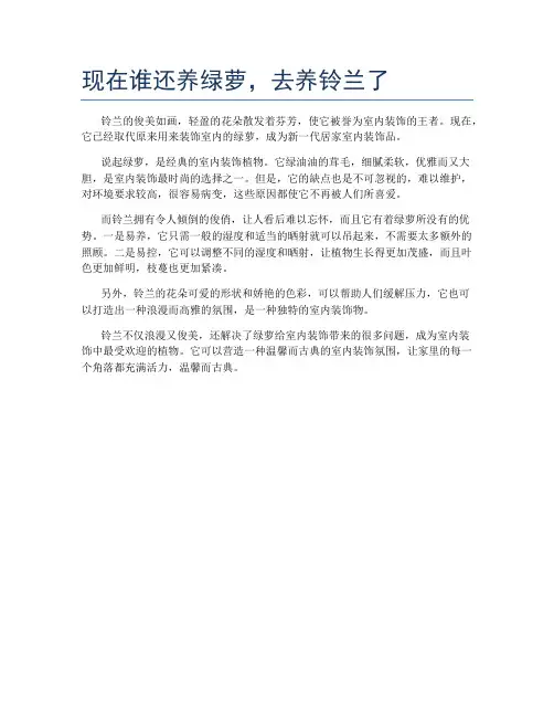 现在谁还养绿萝,去养铃兰了