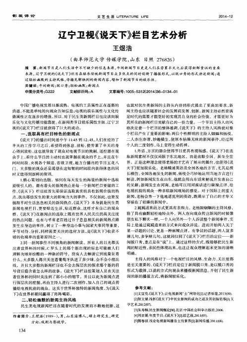 辽宁卫视《说天下》栏目艺术分析