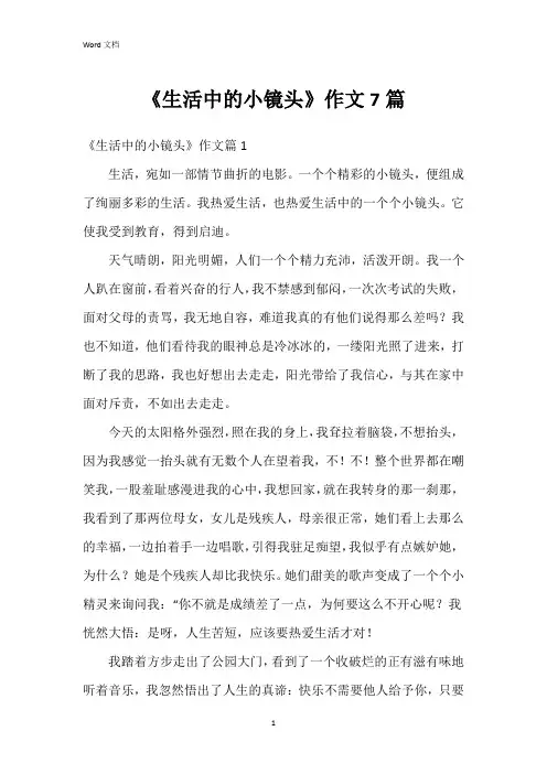 《生活中的小镜头》作文7篇