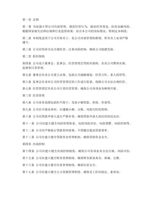 小贷公司管理制度范文