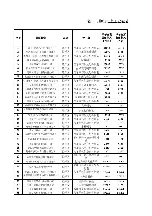 芜湖市经济开发区企业名单