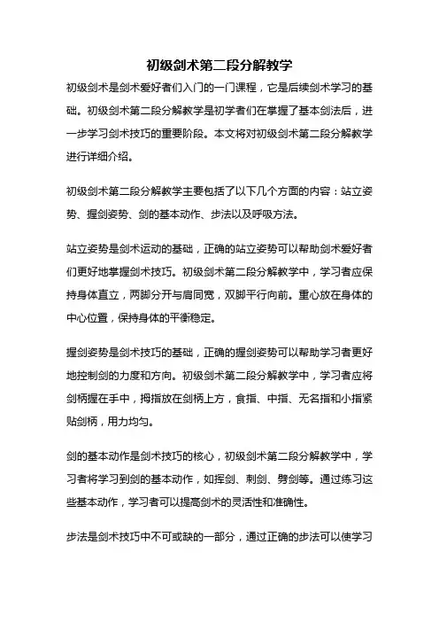 初级剑术第二段分解教学