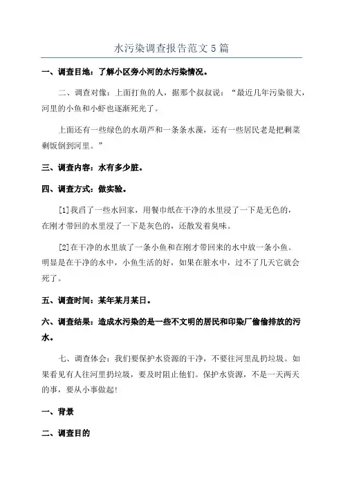 水污染调查报告范文5篇