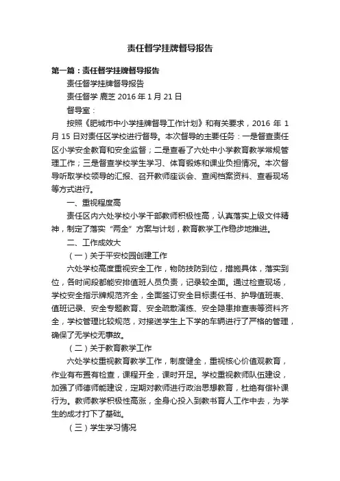 责任督学挂牌督导报告