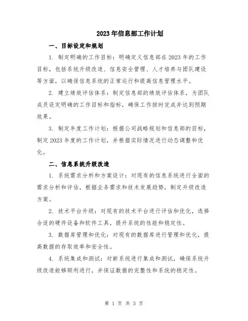2023年信息部工作计划