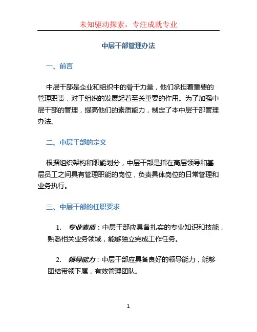 中层干部管理办法