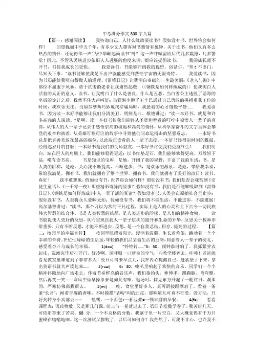 中考满分作文800字八篇