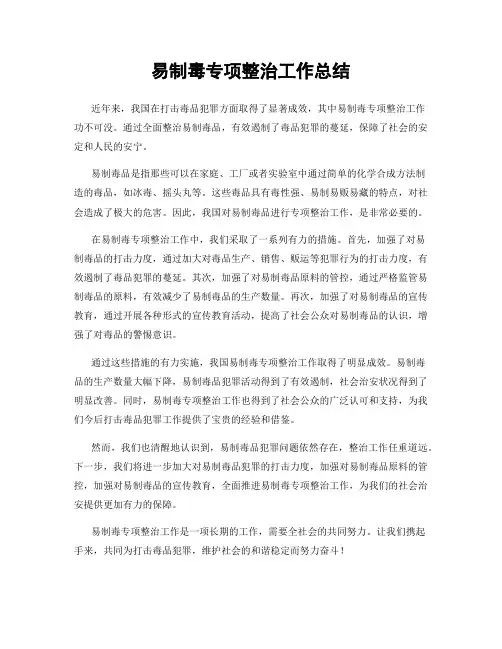 易制毒专项整治工作总结