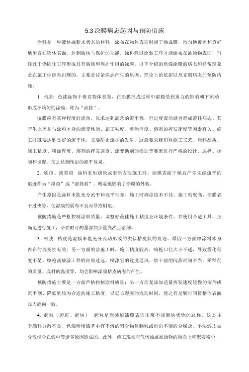 5.3 涂膜病态起因与预防措施