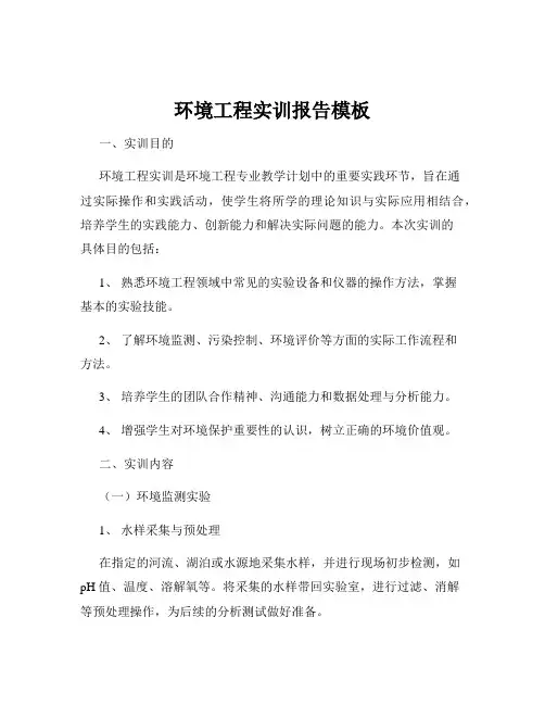 环境工程实训报告模板
