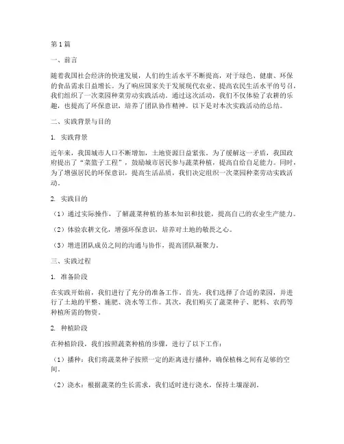 菜园种菜劳动实践报告总结(2篇)
