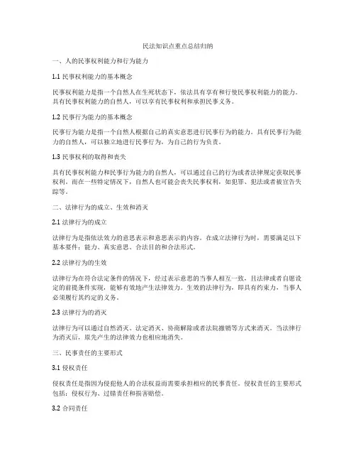 民法知识点重点总结归纳