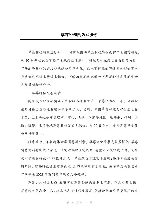 2023年草莓种植的效益分析